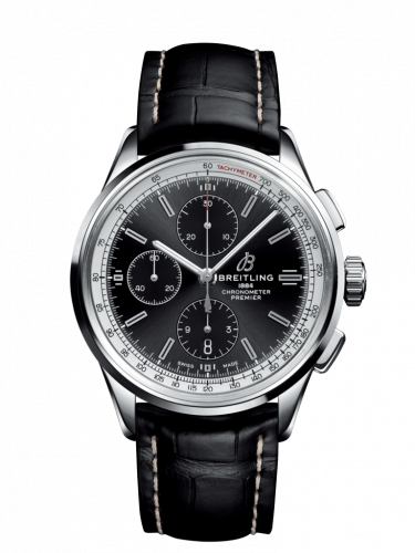 Premier Chronograph 42 Stainless Steel / Black / Croco Black / Tang
