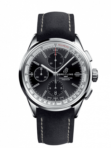 Premier Chronograph 42 Stainless Steel / Black / Nubuck Black / Folding
