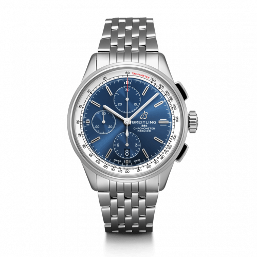 Premier Chronograph 42 Stainless Steel / Black / Croco Black / Tang