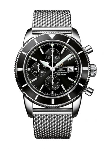 Superocean Heritage 46 Chronograph Stainless Steel / Black / Black /  Milanese