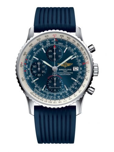 Navitimer Heritage Stainless Steel / Aurora Blue / Rubber