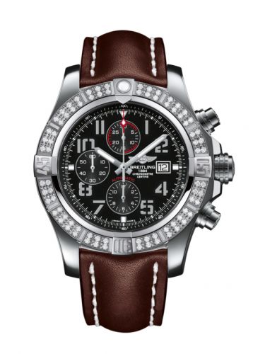 Super Avenger II Stainless Steel / Diamond / Volcano Black / Calf / Pin