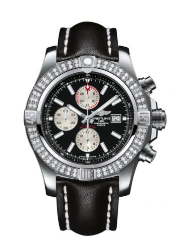 Super Avenger II Stainless Steel / Diamond / Volcano Black / Calf / Pin