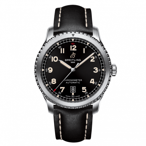 Aviator 8 Automatic 41 Stainless Steel / Black / Calf / Pin