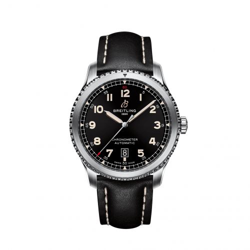 Aviator 8 Automatic 41 Stainless Steel / Black / Calf / Folding