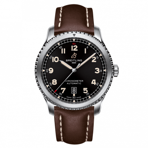 Aviator 8 Automatic 41 Stainless Steel / Black / Calf / Pin