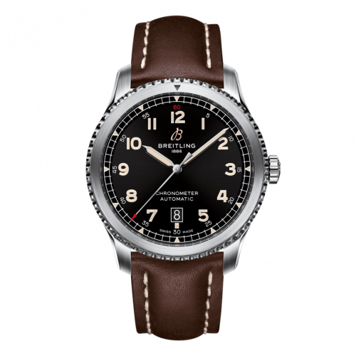 Aviator 8 Automatic 41 Stainless Steel / Black / Calf / Folding
