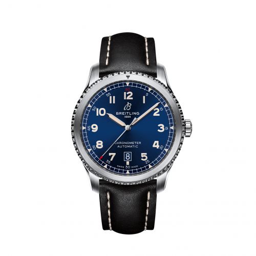 Aviator 8 Automatic 41 Stainless Steel / Blue / Calf / Pin