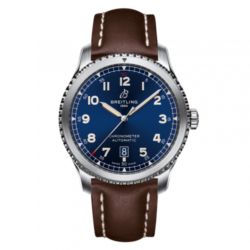 Aviator 8 Automatic 41 Stainless Steel / Blue / Calf / Folding