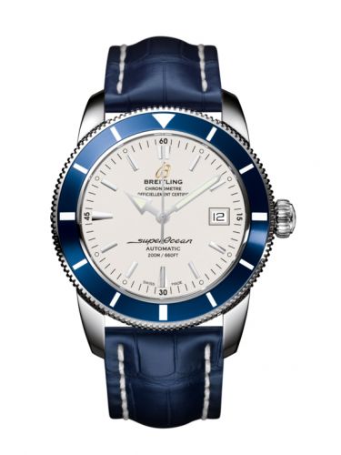 Superocean Heritage 42 Stainless Steel / Blue / Stratus Silver / Croco