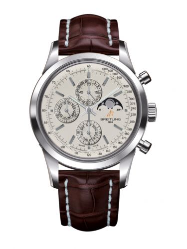 Transocean Chronograph 1461 Stainless Steel / Silver / Croco / Pin