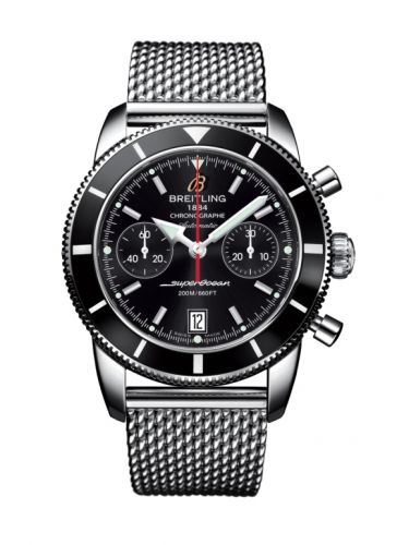 Superocean Heritage 44 Chronograph Stainless Steel / Black / Black / Milanese
