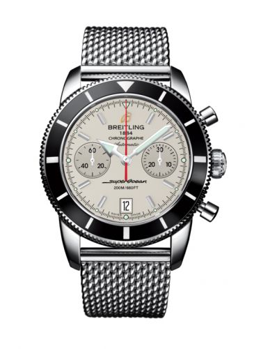 Superocean Heritage 44 Chronograph Stainless Steel / Black / Silver / Milanese