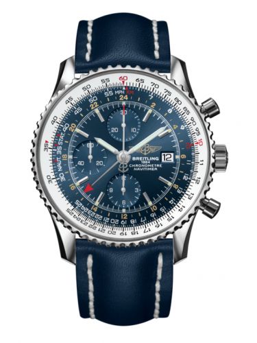 Navitimer World Stainless Steel / Blue / Calf / Pin