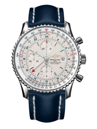 Navitimer World Stainless Steel / Silver / Calf / Pin