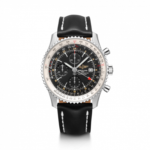 Navitimer World Stainless Steel / Black / Calf / Pin