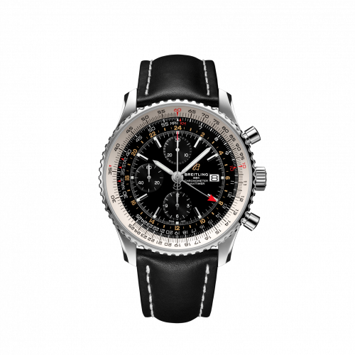 Navitimer 1 Chronograph GMT Stainless Steel / Black / Calf / Folding