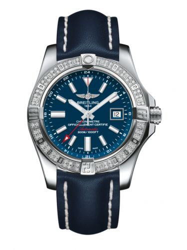Avenger II GMT Stainless Steel / Diamond / Mariner Blue / Calf