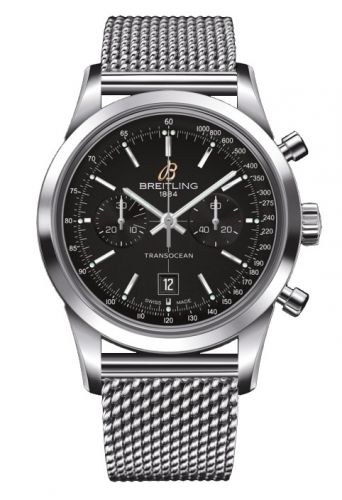 Transocean Chronograph 38 Black / Milanese