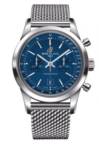 Transocean Chronograph 38 Blue / Milanese