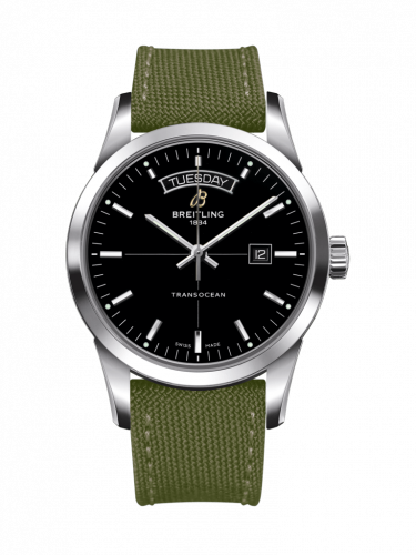Transocean Day & Date Stainless Steel / Black / Military / Pin