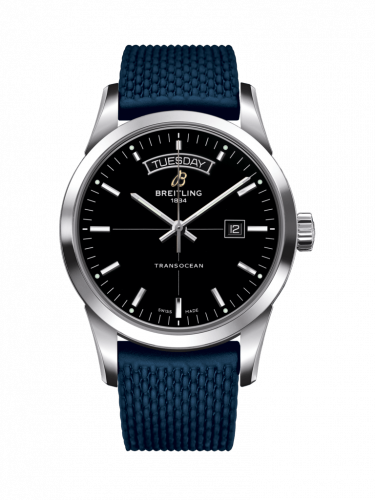 Transocean Day & Date Stainless Steel / Black / Rubber / Pin