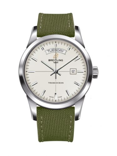 Transocean Day & Date Stainless Steel / Silver / Military / Pin