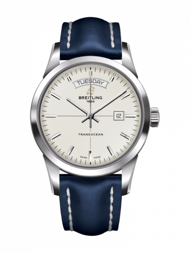 Transocean Day & Date Stainless Steel / Silver / Calf / Pin