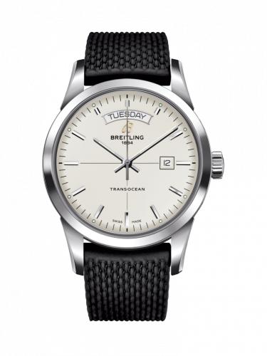 Transocean Day & Date Stainless Steel / Silver / Rubber / Folding