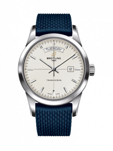 Transocean Day & Date Stainless Steel / Silver / Rubber / Pin