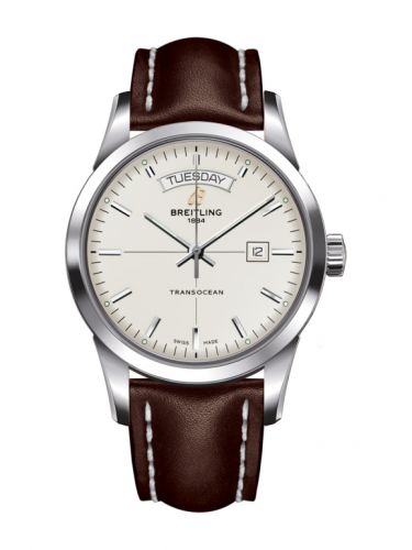 Transocean Day & Date Stainless Steel / Silver / Calf / Pin