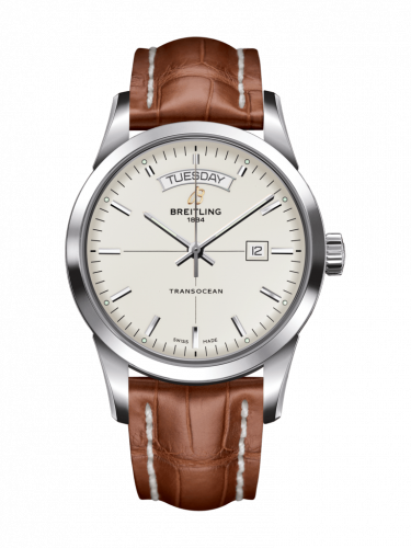 Transocean Day & Date Stainless Steel / Silver / Croco / Folding