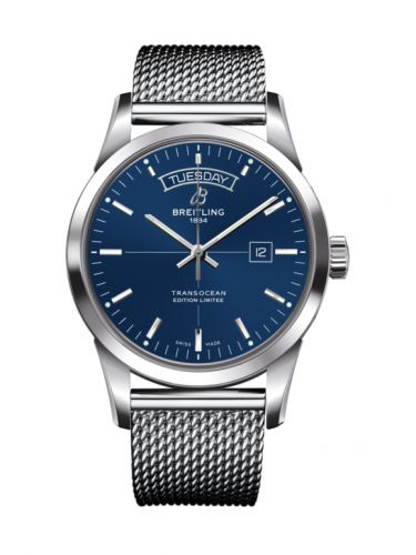Transocean Day & Date Stainless Steel / Blue / Milanese