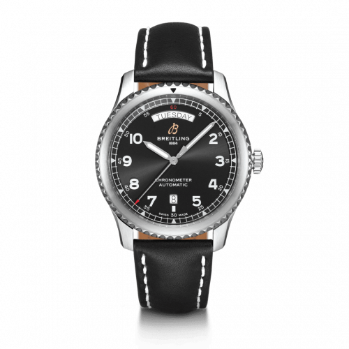 Navitimer 8 Automatic Day & Date 41 Stainless Steel / Black / Black Calf / Folding