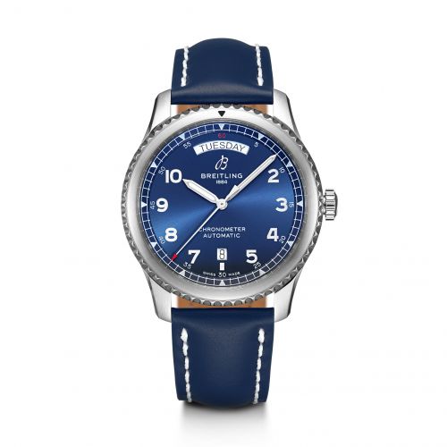 Navitimer 8 Automatic Day & Date 41 Stainless Steel / Blue / Blue Calf / Pin