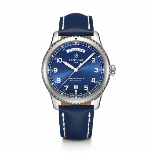 Navitimer 8 Automatic Day & Date 41 Stainless Steel / Blue / Blue Calf / Folding