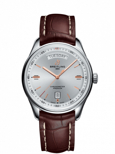 Premier Automatic Day & Date 40 Stainless Steel / Silver / Croco Brown / Tang
