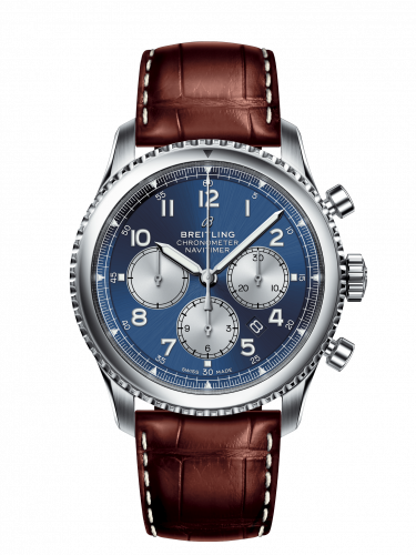 Navitimer 8 B01 Chronograph 43 Stainless Steel / Blue / Brown Croco