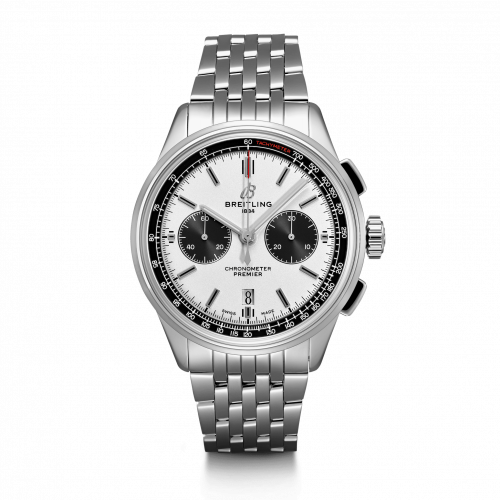 Premier B01 Chronograph 42 Stainless Steel / Silver / Croco / Pin