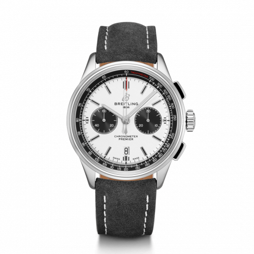 Premier B01 Chronograph 42 Stainless Steel / Silver / Anthracite Nubuck / Folding