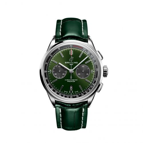 Premier B01 Chronograph 42 Stainless Steel / Green / Alligator - Pin