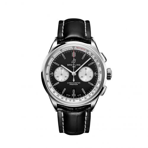 Premier B01 Chronograph 42 Stainless Steel / Black / Alligator / Folding