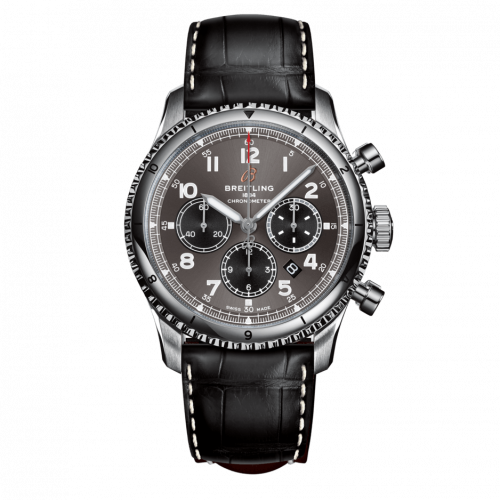 Aviator 8 B01 Chronograph 43 Stainless Steel / Anthracite / Croco / Pin