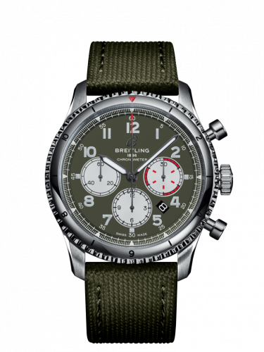 Aviator 8 B01 Chronograph 43 Stainless Steel / Curtiss Warhawk / Canvas / Fold