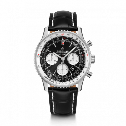 Navitimer 1 B01 Chronograph 43 Stainless Steel / Black / Croco /  Folding