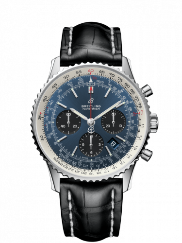 Navitimer 1 B01 Chronograph 43 Stainless Steel / Blue / Croco / Folding