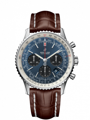 Navitimer 1 B01 Chronograph 43 Stainless Steel / Blue / Croco / Folding