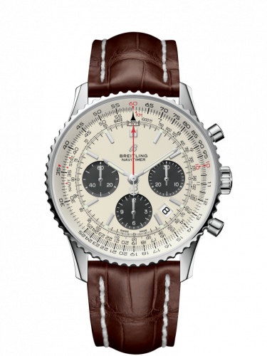 Navitimer 1 B01 Chronograph 43 Stainless Steel / Silver / Croco / Folding