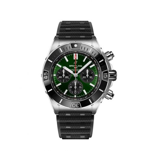Super Chronomat B01 44 Stainless Steel / Green / Rubber Rouleaux