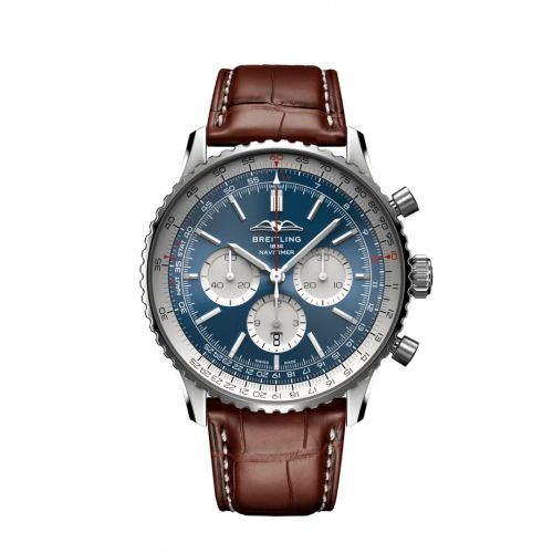 Navitimer B01 Chronograph 46 Stainless Steel / Blue / Alligator - Folding